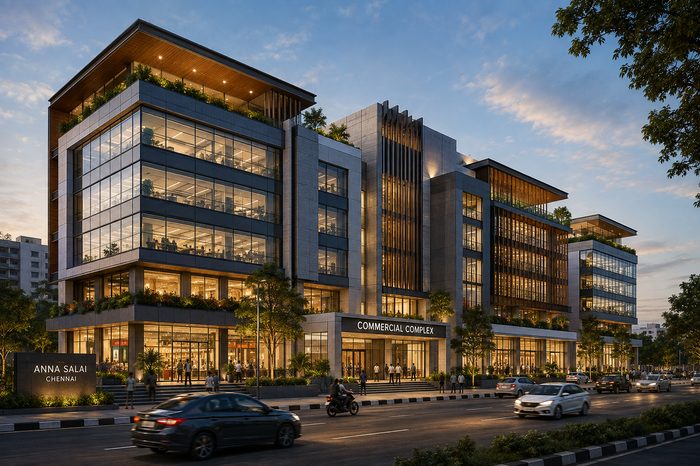 Multi-Tenant Commercial Building Concept - Mu'afah Architects Chennai