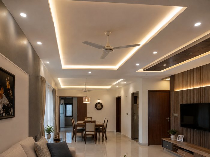 False Ceiling & Lighting Design Concept - Mu'afah Architects Chennai