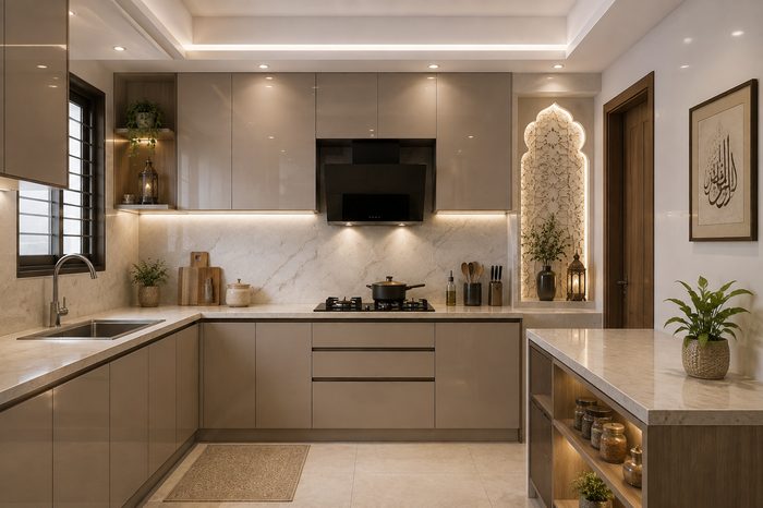 Modular Kitchen & Dining Interior Concept - Mu'afah Architects Chennai